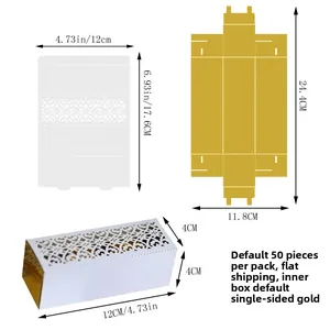 Detailed flat layout and dimensions for laser-cut heart candy box with gold liner
