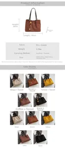 Detailed chart showing retro hollowed-out suede shoulder bag sizes and five available colors