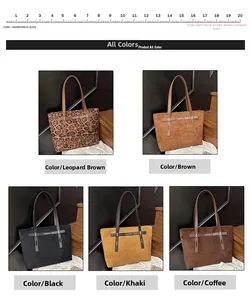 Collage di borse tote opache nei colori leopardo, marrone, nero, kaki e caffè