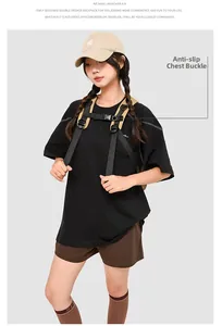 Detail of adjustable anti-slip chest buckle on a waterproof khaki and black backpack