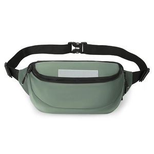 Detail of waterproof crossbody bag with reflective strip and adjustable buckle strap