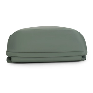 Detailed bottom view of the waterproof dark green crossbody bag with reinforced stitching