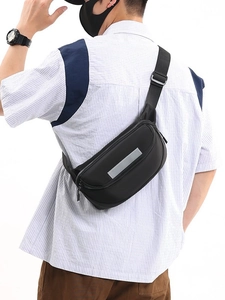 Black waterproof nylon crossbody chest bag with reflective safety strip for cycling