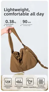 Detail of water-resistant nylon bag with 90mm wide strap and lightweight 0.38kg build