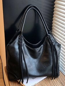 Sac Fourre-tout en Cuir PU Grande Capacité Rétro pour Femmes Sac à Bandoulière à Glands Bohême Sac à Main Hobo Travail Voyage