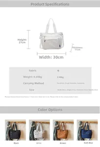 Spécifications de taille et options de couleur pour le grand sac fourre-tout en nylon