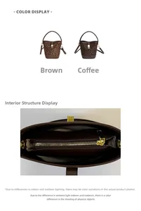 Vue intérieure du sac seau léopard montrant les fermetures éclair et détails en cuir