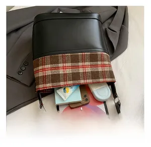 Top view of bucket bag showing large interior space for iPad and essentials
