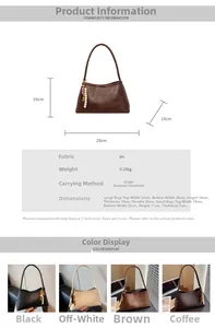 Detailed size chart for retro PU leather shoulder bag with dimensions and specifications