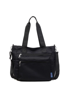 Sac fourre-tout noir en nylon imperméable avec poches multiples et bandoulière réglable