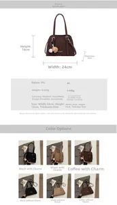 Detailed size chart of trendy PU leather shoulder bag showing 24x16x8cm dimensions