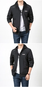 Detail of outdoor sun protection jacket featuring hooded design and chest logo print