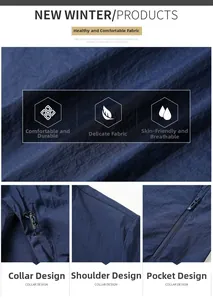 Detailed views of breathable dark blue sun protection jacket with adjustable drawstring hood
