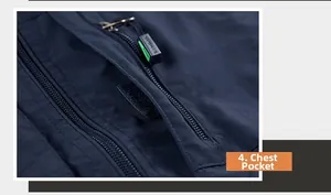 Macro detail of men's outdoor vest featuring a zipped chest pocket with SPORTS logo