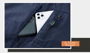 Close-up of chest pocket showing large capacity for two smartphones on tactical vest
