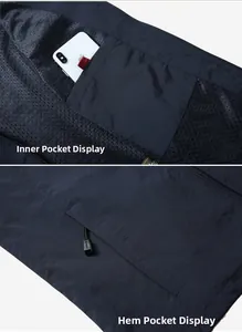 Detail of outdoor multi-pocket vest showing breathable mesh lining and inner storage pocket