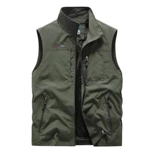 Gilet de sport extérieur pour hommes séchage rapide multi-poches vert grisâtre foncé