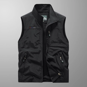 Men Outdoor Lightweight Quick Dry Utility Vest Stand Collar Multi Pocket Tactical Fishing Waistcoat Nylon Windproof Outerwear