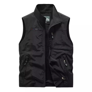 Gilet de sport extérieur pour hommes avec multi-poches, séchage rapide et col montant