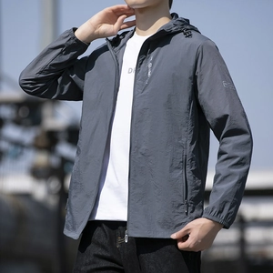 Men Sun Protection Jacket Hooded Outdoor Breathable Quick Dry Lightweight Polyamide Windbreaker Zip Up Fishing Skin Coat