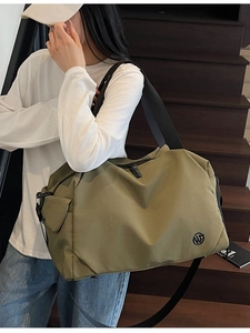 Olive green large capacity yoga fitness bag with adjustable shoulder straps for travel