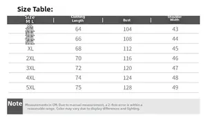 Size chart for men's business casual fishing vest showing measurements from M to 5XL