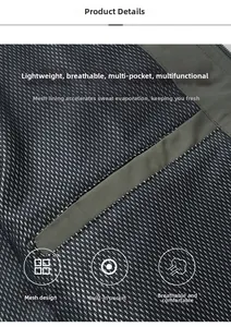 Close-up of breathable mesh lining and secure internal zipper pocket on outdoor vest