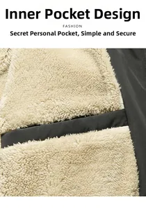 Detail view of the men jacket featuring a secure hidden inner pocket with warm fleece lining