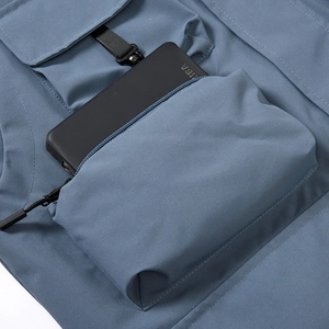 Men's outdoor utility vest in grey blue featuring multiple functional large pockets