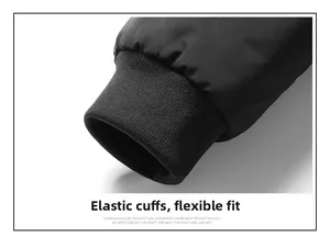 Close-up of black ribbed elastic cuffs on winter jacket showing texture and stretch