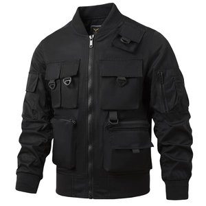 Men's American Retro Tactical Bomber Jacket Multi-Pocket Functional Windproof Waterproof Flight Jacket Outerwear Coat