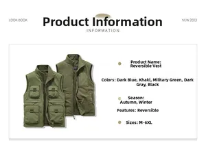 Detail view of military green double-sided vest with utility pockets for winter wear