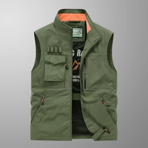Gilet Cargo Multitasche Outdoor da Uomo con Collo in Piedi Leggero per Pesca Fotografia Giacca Utility Senza Maniche Taglie Comode