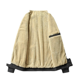 Winter men's standing collar jacket with thick fleece lining and interior pocket
