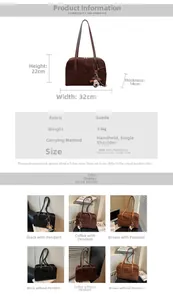 Detailed view of the suede bowling bag dimensions and specifications in three colors