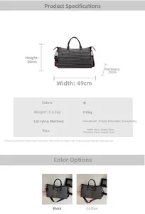 Detailed size chart for the travel bag with shoe compartment and waterproof wet pocket