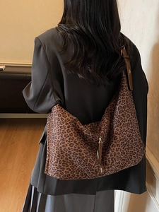 Grand sac hobo léopard avec bandoulière en cuir réglable pour femme