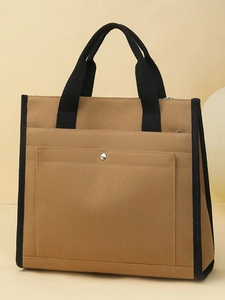 Large Capacity Canvas Tote Handbag For Women Casual Minimalist Commuter Top Handle Bag With Multi Pockets Shoulder Bag