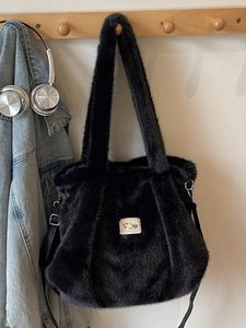 Sac Fourre-tout en Fausse Fourrure pour Femme Peluche Souple Grande Capacité Sac à Épaule Avec Décoration en Künstliche Perles Pour Automne Hiver Décontracté Quotidien Navette
