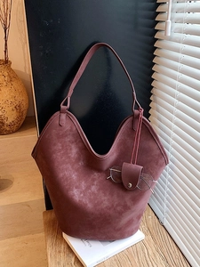 Retro burgundy matte leather tote bag with wide shoulder strap and matching glasses case