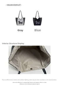 Détail du sac cabas à carreaux avec fermeture magnétique et doublure intérieure