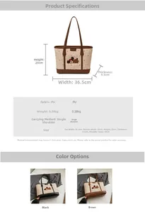 Tableau des tailles détaillé pour grand sac fourre-tout avec motif de Minnie Mouse