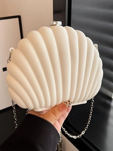 Sac Bandoulière Femme en Acrylique en Forme de Coquille Style Coréen avec Chaîne en Métal Sac à Épaule Pochette Brillante