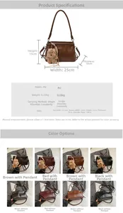 Spécifications de taille et variantes de couleur du sac à bandoulière en similicuir
