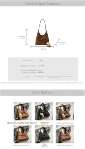 Detailed technical diagram showing dimensions and PU material for the leopard print hobo bag