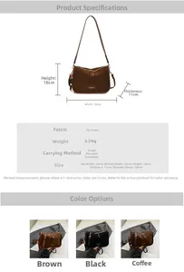 Detaillierte Größenangaben für die minimalistische PU-Wildleder Schultertasche mit Maßen