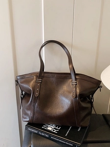 Sac Cabas en Cuir PU Grande Capacité Rétro pour Femmes Sac à Épaule Minimaliste de Bureau Avec Rivets en Étoile Sac à Main de Mode