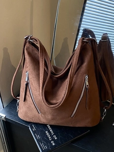 Sac Hobo en Suède Givré Vintage Grande Capacité pour Femmes Sac à Main Multifonctionnel Épaule et Sac à Dos