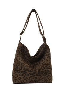 Vintage leopard print hobo tote bag with adjustable shoulder strap for women