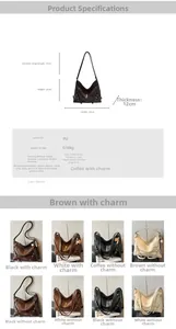 Detailed chart showing size 35x12x26cm and color options for the large Hobo tote bag